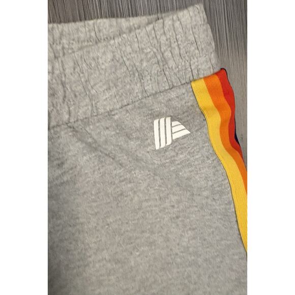 Aldi Women’s Gray Sweatpants Retro Joggers Rainbow Side Panels Lounge Size Large - Picture 2 of 5